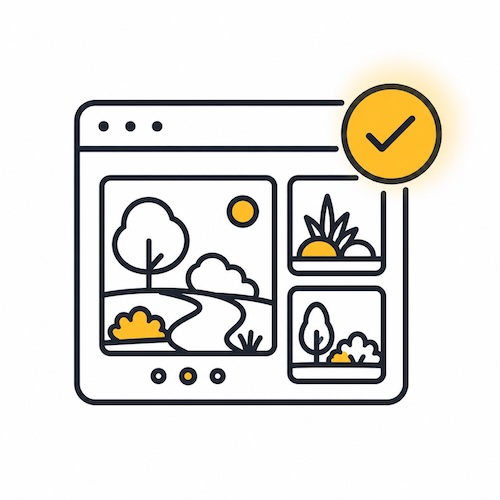 Landscape portfolio with approved checkmark